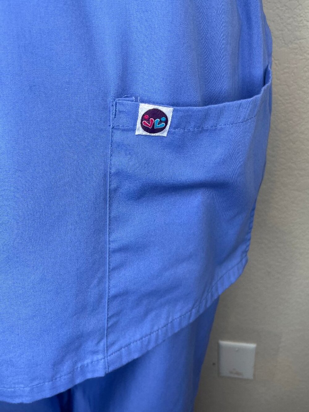 Sivvan Blue Medical Scrub Set Size Large V-Neck Top Drawstring Pants Uniform - Picture 4 of 16